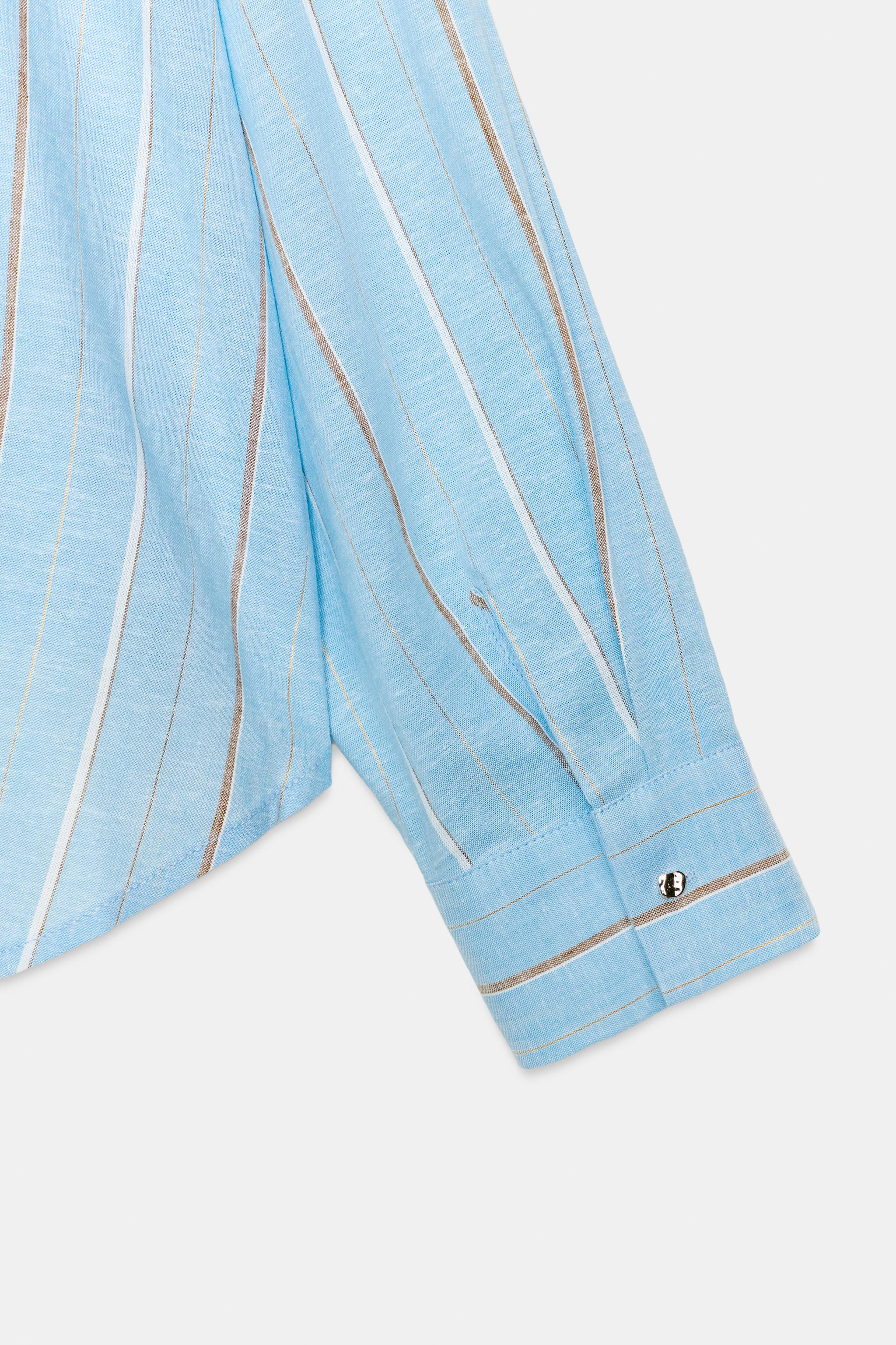 LINEN BLEND SHIRT WITH PUFF HEM